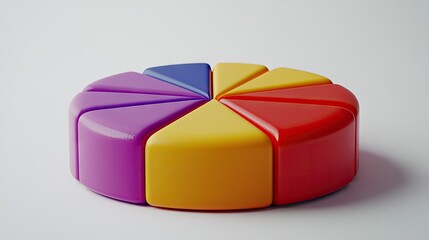 Obraz premium Colorful 3D Pie Chart Data Visualization
