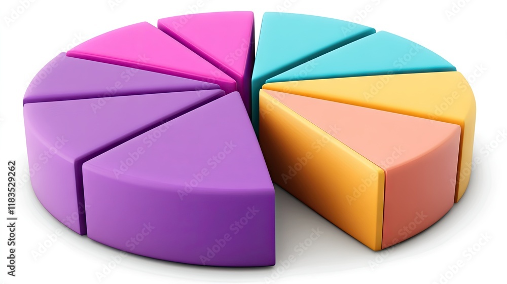 Poster colorful 3d pie chart for data visualization