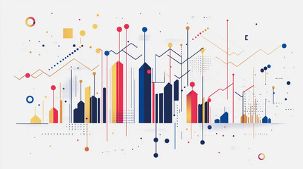Abstract white background with Colorful charts and graphs with statistics to innovative analyze business potential and forecast future development of companies growth