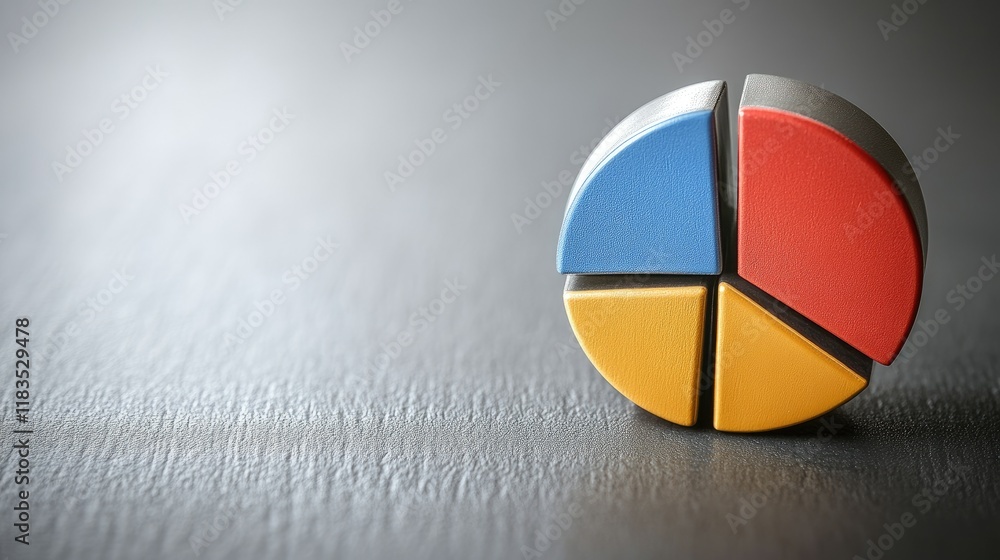 Poster colorful 3d pie chart representing data segments