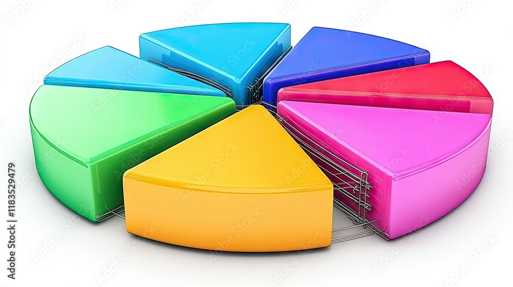 Poster colorful 3d pie chart representing data segments