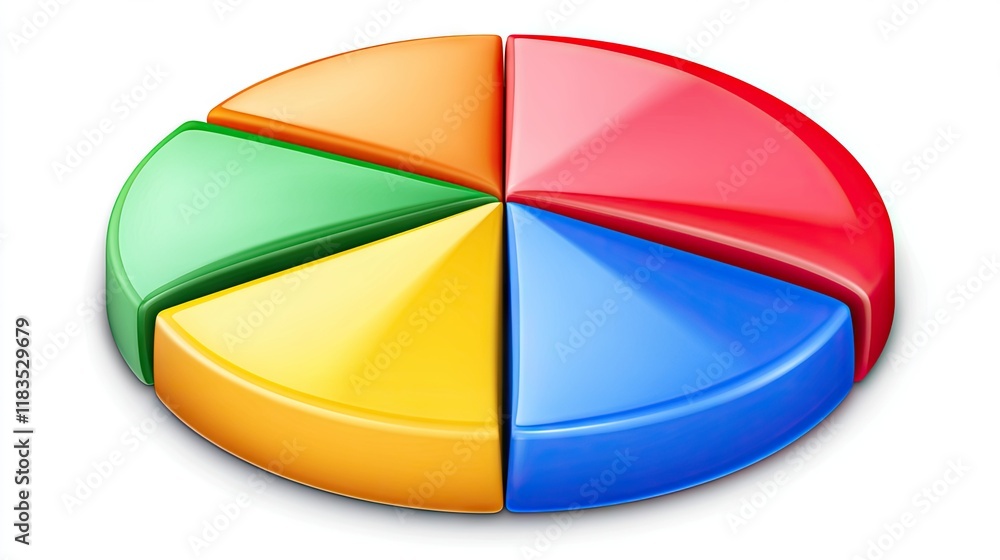 Poster colorful 3d pie chart representing data segments