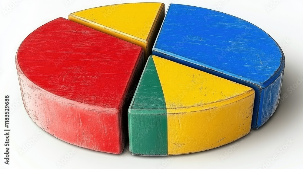 Poster colorful 3d pie chart representing data segments