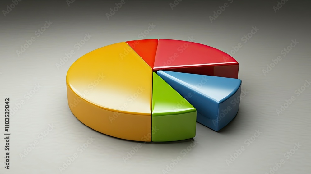 Poster colorful 3d pie chart showing data segments