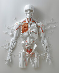 Intricate paper model of human anatomy art installation studio contemporary detailed visualization