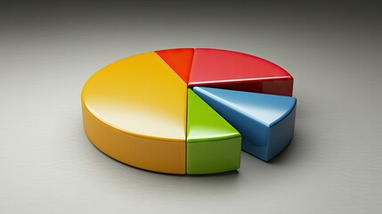 Obraz premium Colorful 3D Pie Chart Showing Data Segments
