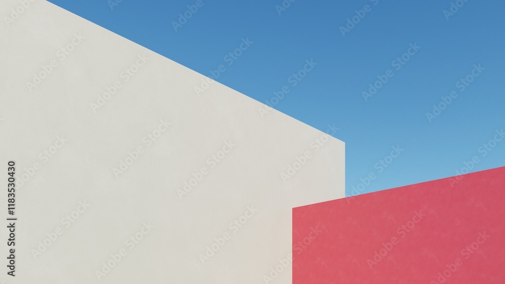 Poster 3d illustration of abstract minimal architecture background, geometric architectural design, 3d rendering