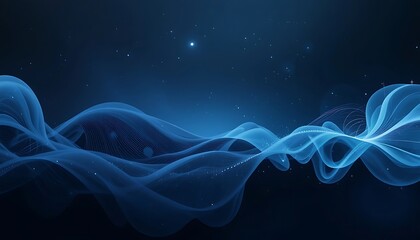 Fototapeta premium Abstract Blue Waves Flowing Through Dark Space