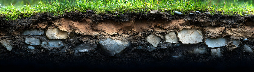 Fototapeta premium Realistic Soil Cross Section Illustration
