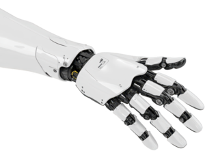 Robotic hand with pristine white glove, a glimpse into the future of technology