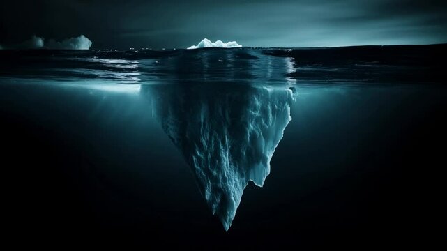 Striking image of an iceberg crumbling into the sea, representing climate change in polar regions
