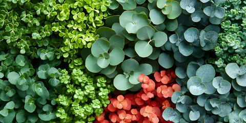 Vibrant Green & Red Foliage Illustration