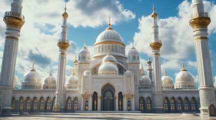 Fototapeta premium The Majestic Hazrat Sultan Mosque: A Symbol of Faith and Architectural Grandeur in Astana, Kazakhstan