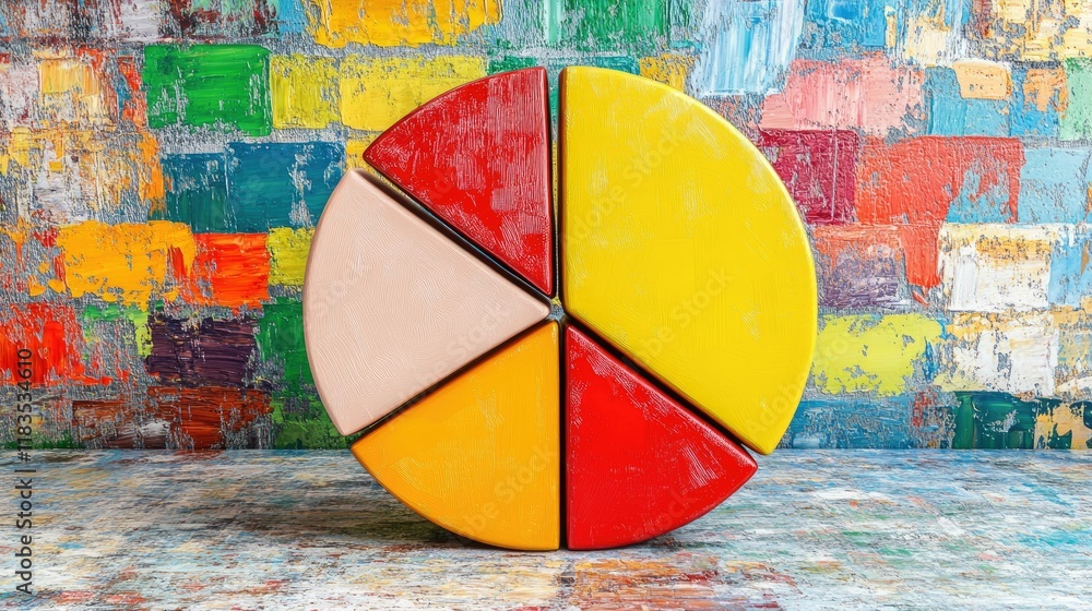 Poster colorful pie chart data visualization on abstract background