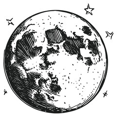 Moon sketch white illustration vector