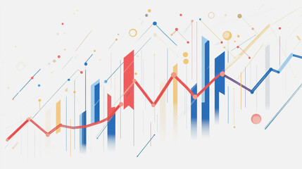 Abstract white background with Colorful charts and graphs with statistics to innovative analyze business potential and forecast future development of companies growth