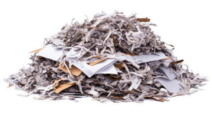Closeup view of shredded paper strips creating an abstract texture on a dark background