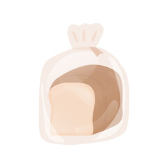 Bread in packaging vector illustration. White bread. Delicious toast. Bakery elements.