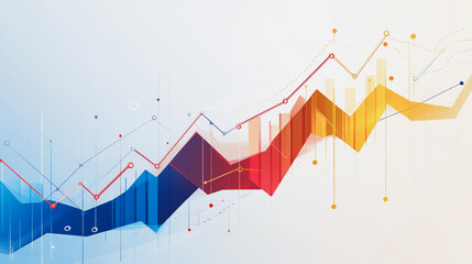 Fototapeta premium Abstract white background with Colorful charts and graphs with statistics to innovative analyze business potential and forecast future development of companies growth