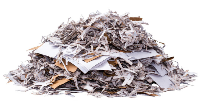 Closeup view of shredded paper strips creating an abstract texture on a dark background