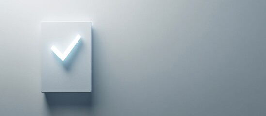 Glowing Checkmark on White Background: Minimalist Success Symbol