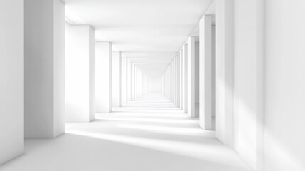 Obraz premium Endless White Corridor: A Minimalist Architectural Visualization