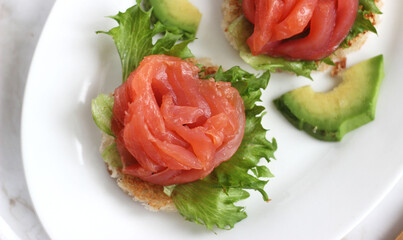 Appetizer with trout and greens
