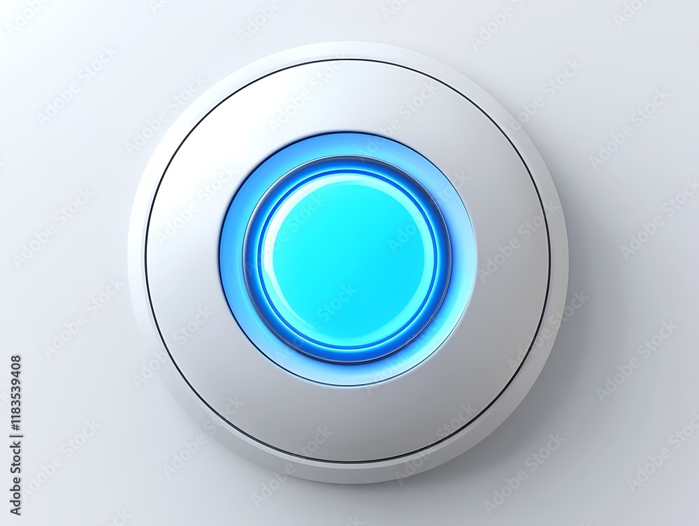 Poster glowing blue button interface element