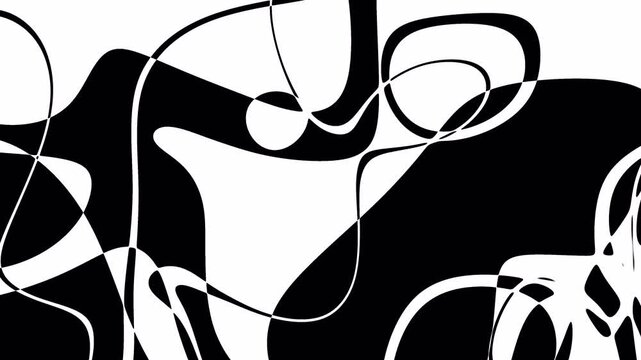 Irregularly mingled black and white liquid. 4K motion loop background at 60fps.