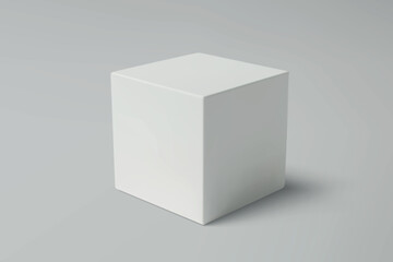White cube on a gray gradient background