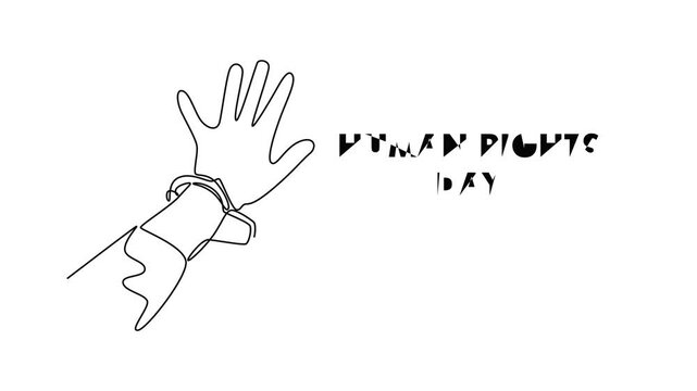 International Human Rights Day Concept. Single line draw design. Full length animation illustration. High quality 4k footage.
