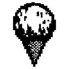 Fototapeta premium Ice-cream cone dessert pixel black vector