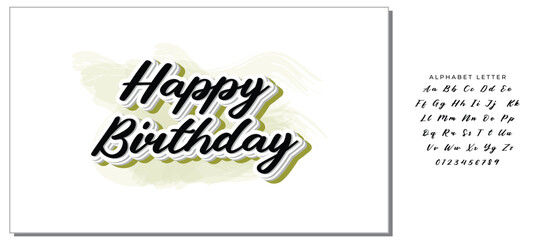 Happy Birthday Hand drawn text phrase. Calligraphy lettering word graphic, vintage art for posters and greeting cards design. Calligraphic quote in green ink isolated on white. Vector illustration