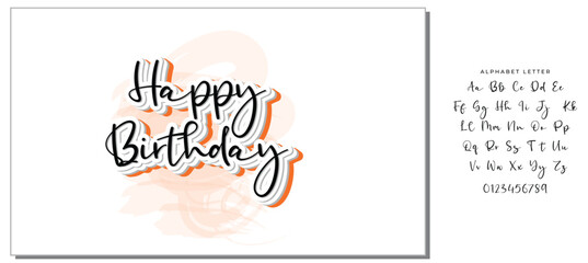 Happy Birthday Hand drawn text phrase. Calligraphy lettering word graphic, vintage art for posters and greeting cards design. Calligraphic quote in green ink isolated on white. Vector illustration