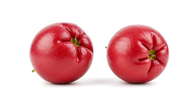 Two Fresh Red Rose Apples Isolated on White Background