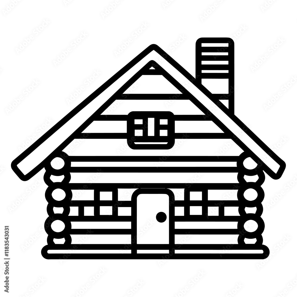 Poster log cabin architecture simple design vector