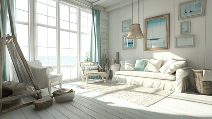 Coastal Living Room: Serene Beach House Interior Design