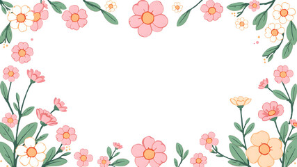 Floral Frame Border: A delicate floral border with soft pink and white flowers, framing a blank canvas for your message, perfect for invitations, announcements.