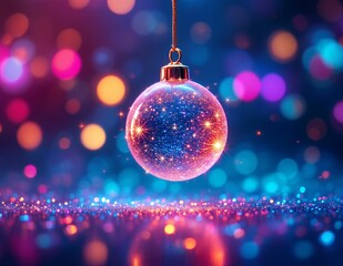 Obraz premium Glittering Glass Ornament: A Festive, Sparkling Christmas Image