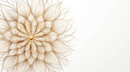 Goldlined mandala on white background with upper space for text
