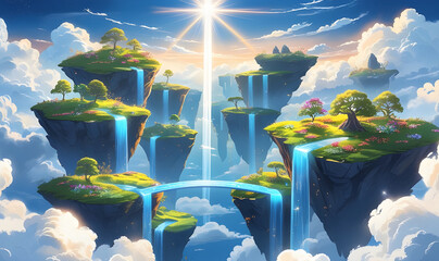 Skylands Floating Islands with Magical Bridges and Eternal Cascades