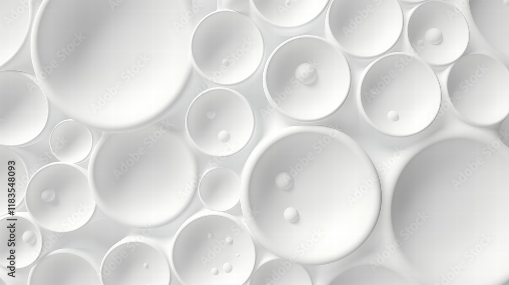Poster abstract background featuring a grid of white circles in varying sizes with soft texture and smooth 