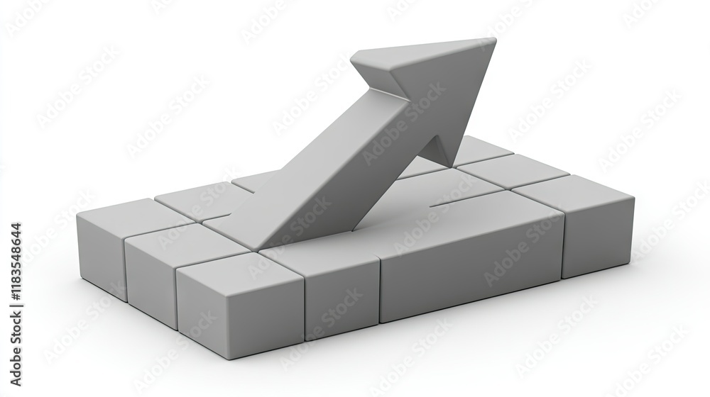 Aufkleber ascending arrow on a platform of cubes representing growth and progress