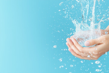 Fototapeta premium A hand holding a spray bottle of water