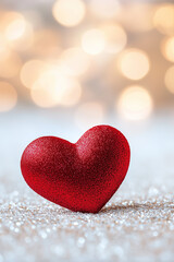 Fototapeta premium A red heart is sitting on a white surface