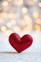Obraz premium A red heart is sitting on a white surface