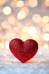Obraz premium A red heart is sitting on a white background