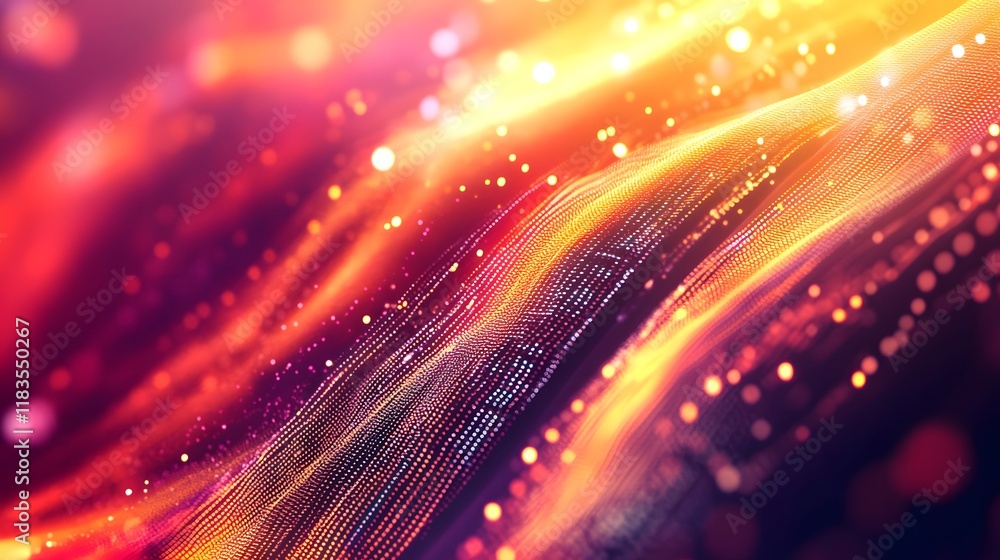 Poster abstract orange and red digital wave pattern