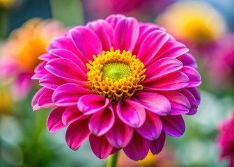 Close-up detail: a pink bloom's yellow center, softly blurred background, showcasing nature's artistry via the rule of thirds.