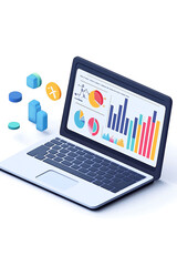 A laptop displaying various data visualizations and graphs, illustrating analytics.